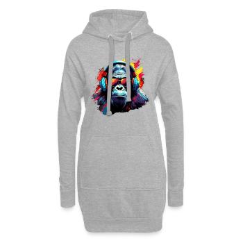 DJ Affe Kopfhörer Sonnenbrille Musik Party Affen - Hoodie-Kleid - Grau meliert - Vorne