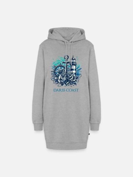 DarssCoast - Wellen Leuchtturm Anker blue Grafik - Hoodie-Kleid - Grau meliert