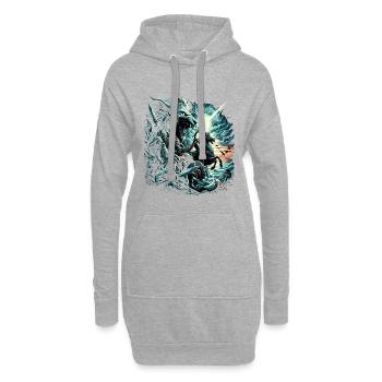 Löwen Himmelsschrei - Epische Nordische Schlacht - Hoodie-Kleid - Grau meliert - Vorne
