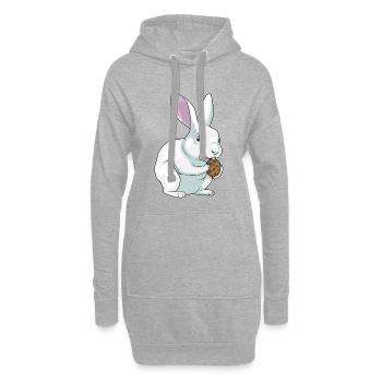 Biscuit lapin - Sweat-shirt à capuche long Femme - gris chiné - Devant