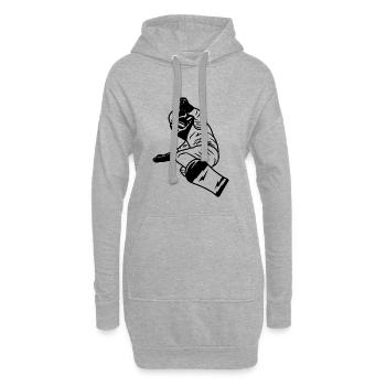 Lustiger Snowboard Junge - Hoodie-Kleid - Grau meliert - Vorne