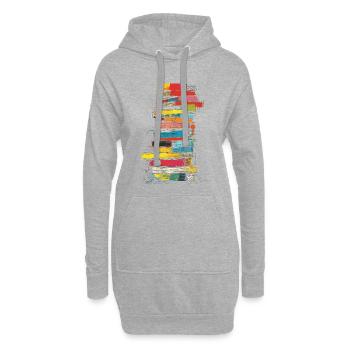Buch Zeichnung Bunte Kunst Illustration Motiv Buch - Hoodie-Kleid - Grau meliert - Vorne