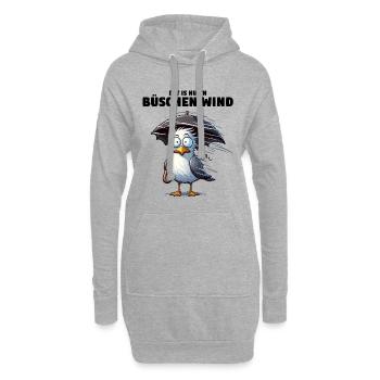 Möwe Sturm Schietwetter, Dat is nur'n büschen Wind - Hoodie-Kleid - Grau meliert - Vorne