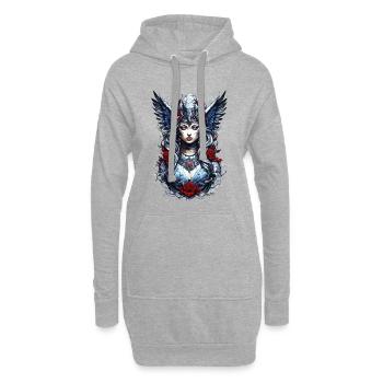 Valkyrie mit Raben Rosen Wikinger - Hoodie-Kleid - Grau meliert - Vorne