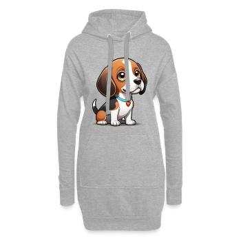 Chiot Beagle Heart - Sweat-shirt à capuche long Femme - gris chiné - Devant