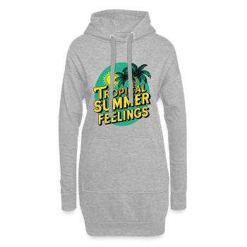 Été Tropical Été Été Soleil Palmiers Vacances - Sweat-shirt à capuche long Femme - gris chiné - Devant
