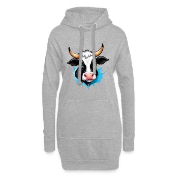 Vache dans le style bande dessinée - Sweat-shirt à capuche long Femme - gris chiné - Devant
