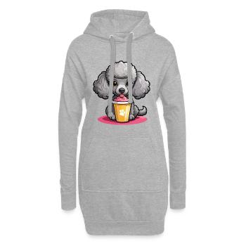 Dame caniche nourrissant - Sweat-shirt à capuche long Femme - gris chiné - Devant