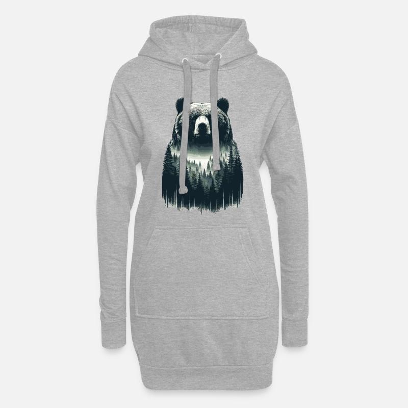 Bären Wald Kunst - Hoodie-Kleid - Grau meliert