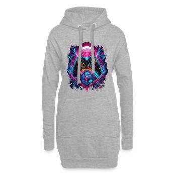 Vibrant Cyberpunk Gaming Controller Grafik - Hoodie-Kleid - Grau meliert - Vorne