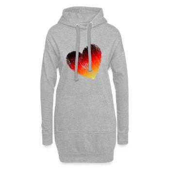 Allemagne Coeur Grunge Noir, Rouge, Or - Sweat-shirt à capuche long Femme - gris chiné - Devant