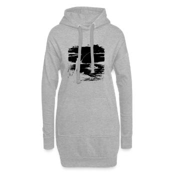 Croquis de pêche - Sweat-shirt à capuche long Femme - gris chiné - Devant