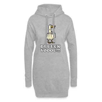 Drôle de canard Vous doigt d’honneur canard attitude humour - Sweat-shirt à capuche long Femme - gris chiné - Devant