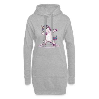 lustiges Dabbing Tanzendes Einhorn - Hoodie-Kleid - Grau meliert - Vorne