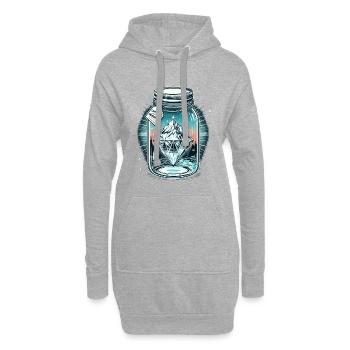 Diamant Eisberg im Einmachglas - Hoodie-Kleid - Grau meliert - Vorne