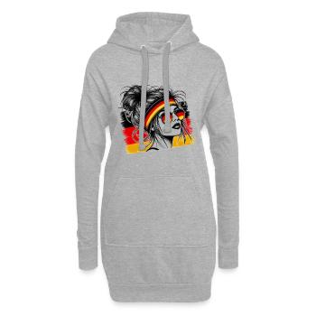 Stilvolles Deutsches Mädchen - Hoodie-Kleid - Grau meliert - Vorne