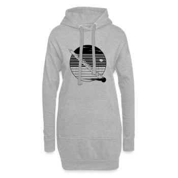 Croquis de flûte - Sweat-shirt à capuche long Femme - gris chiné - Devant