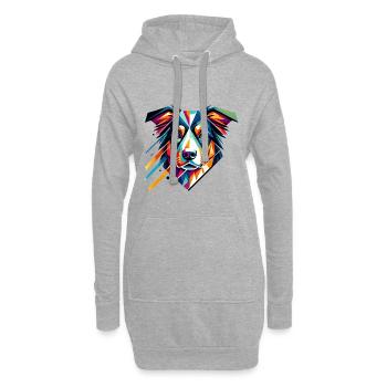 Bunte geometrische Hundekunst Australian Shepherd - Hoodie-Kleid - Grau meliert - Vorne