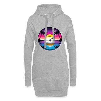 Rétro tropical coucher de soleil voilier plage rêve - Sweat-shirt à capuche long Femme - gris chiné - Devant