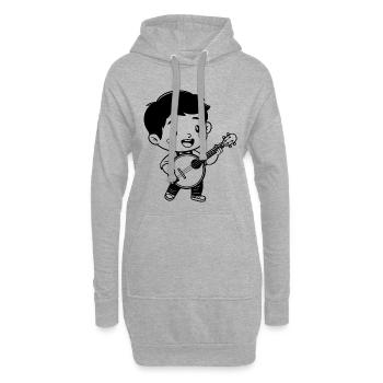 Cartoon Banjo Junge - Hoodie-Kleid - Grau meliert - Vorne