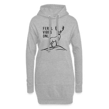 Feral Vibes Nur Hirsch Wild Natur Abenteuer Schwarz - Hoodie-Kleid - Grau meliert - Vorne