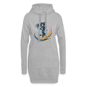 Grafik Läuferin - Hoodie-Kleid - Grau meliert - Vorne