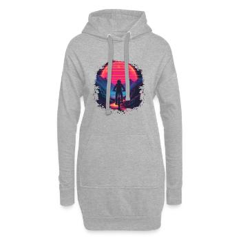 Mountainbiking Synthwave - Hoodie-Kleid - Grau meliert - Vorne