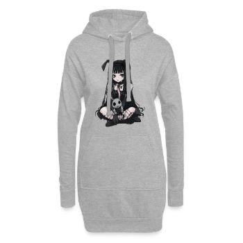 Kawaii Cute Anime Girl Goth Bunny Grunge Gothic - Hoodie-Kleid - Grau meliert - Vorne