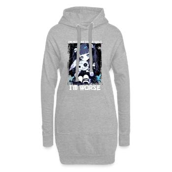Pas comme les autres filles Anime Fille Gothique Grunge - Sweat-shirt à capuche long Femme - gris chiné - Devant