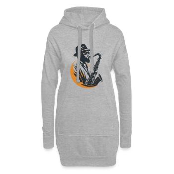 Graphisme Saxophoniste - Sweat-shirt à capuche long Femme - gris chiné - Devant
