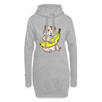 Hamster Banane - Sweat-shirt à capuche long Femme - gris chiné - Devant