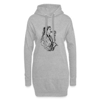 Croquis du saxophoniste - Sweat-shirt à capuche long Femme - gris chiné - Devant