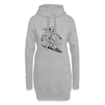 Snowboarding Mädchen Zeichnung - Hoodie-Kleid - Grau meliert - Vorne