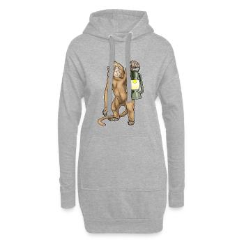 Lanterne Singe - Sweat-shirt à capuche long Femme - gris chiné - Devant