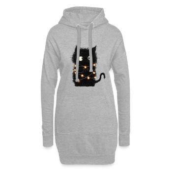 Lustige Lichterkette Katze Weihnachtsbaum Geschenk - Hoodie-Kleid - Grau meliert - Vorne