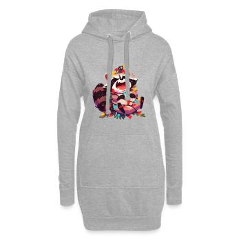 Drôle de raton laveur Noël guirlandes lumineuses - Sweat-shirt à capuche long Femme - gris chiné - Devant