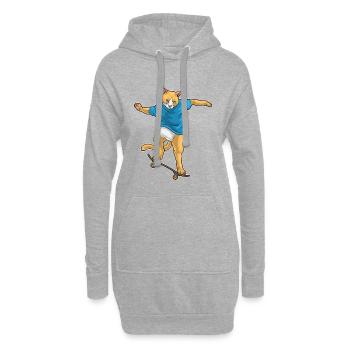 Chat Skater Skateboard - Sweat-shirt à capuche long Femme - gris chiné - Devant