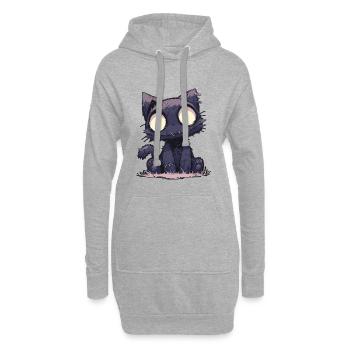 Dead Cat Doll Katze Gothic Puppe Goth Kawaii - Hoodie-Kleid - Grau meliert - Vorne