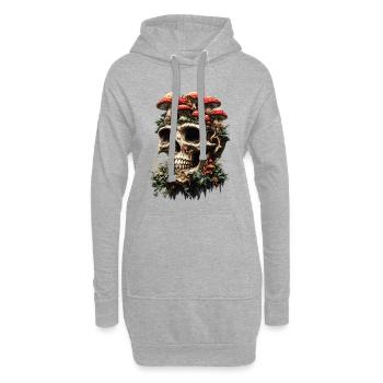 Pilze Totenschädel Totenkopf Grunge Cottagecore - Hoodie-Kleid - Grau meliert - Vorne