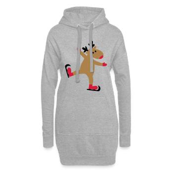 Lustiger Elch zu Weihnachten - Hoodie-Kleid - Grau meliert - Vorne