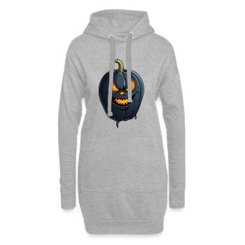 Dunkler gruseliger Kürbiskopf - Hoodie-Kleid - Grau meliert - Vorne