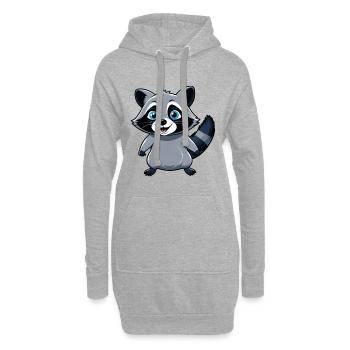 Niedlicher kleiner Waschbär mit blauen Augen - Hoodie-Kleid - Grau meliert - Vorne