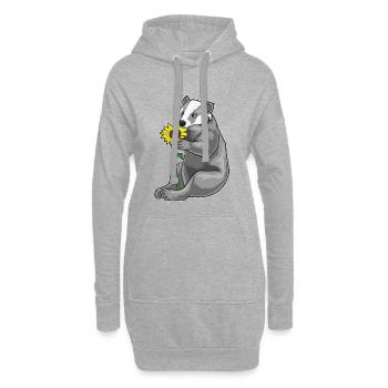 Dachs Sonnenblume - Hoodie-Kleid - Grau meliert - Vorne