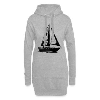 Segelboot Skizze - Hoodie-Kleid - Grau meliert - Vorne