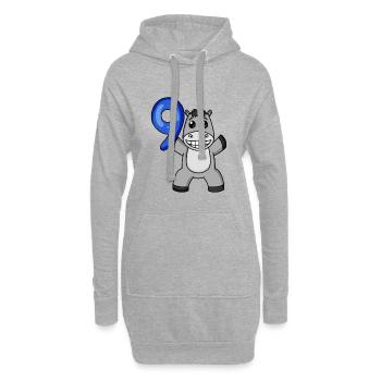 Motif âne 9ème anniversaire - 9 ans - Sweat-shirt à capuche long Femme - gris chiné - Devant