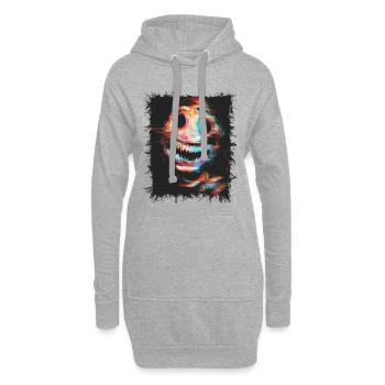 Visage effrayant Analogique Horreur Glitch Cybergoth Graphismes - Sweat-shirt à capuche long Femme - gris chiné - Devant