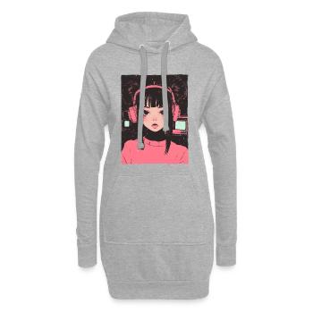 Anime Fille Pastel Goth Vaporwave Dystopique Grunge - Sweat-shirt à capuche long Femme - gris chiné - Devant
