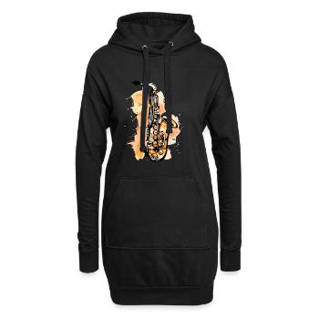 Graphisme pour saxophone - Sweat-shirt à capuche long Femme - noir - Devant
