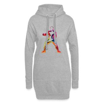 Kickboxer Cartoon Stil - Hoodie-Kleid - Grau meliert - Vorne
