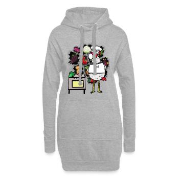 drôle poulet hôte légumes cuisinier cuisinier amusant - Sweat-shirt à capuche long Femme - gris chiné - Devant